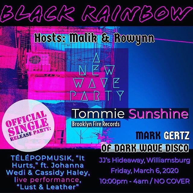 Swipe for weekend lineup 🤼�?♂�? 🔥Repost from @black_rainbow_ny
•
Tonight! Join us at @black_rainbow_ny a #newwave #danceparty in #williamsburg #brooklyn #nyc ✨#recordrelease #party #indie #pop